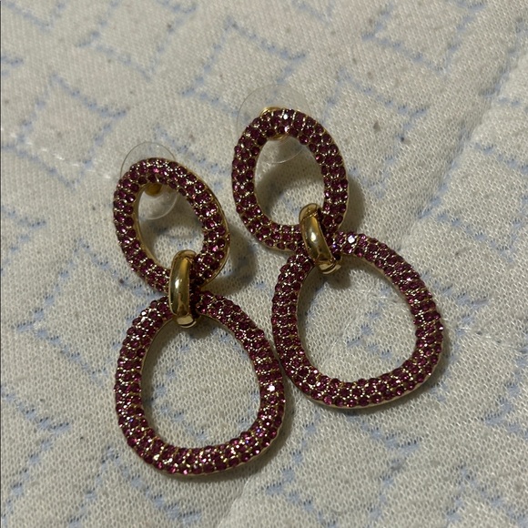 Express Gold and Pink Textured Hoop Earrings - Picture 3 of 4